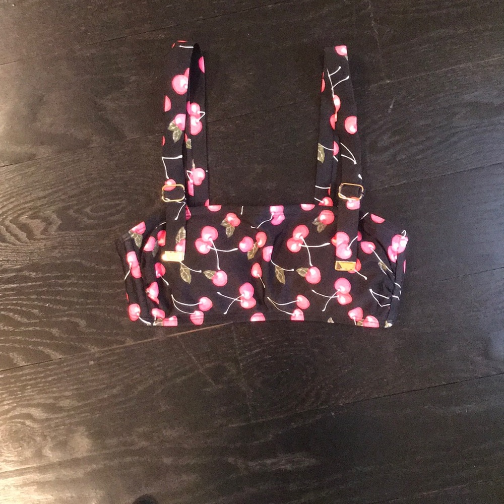 pink and black cherry bikini top